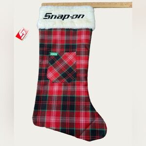 Dixon Flannel Snap-On Branded Red, Green, White & Black Flannel Stocking - NWT